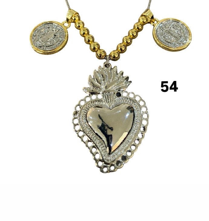 2 Med & Sacred Heart Necklace