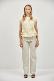 Nais Pleated Peplum Top