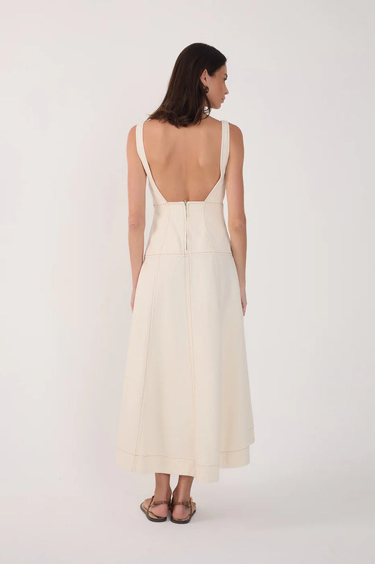 Topstitched Midi Dress