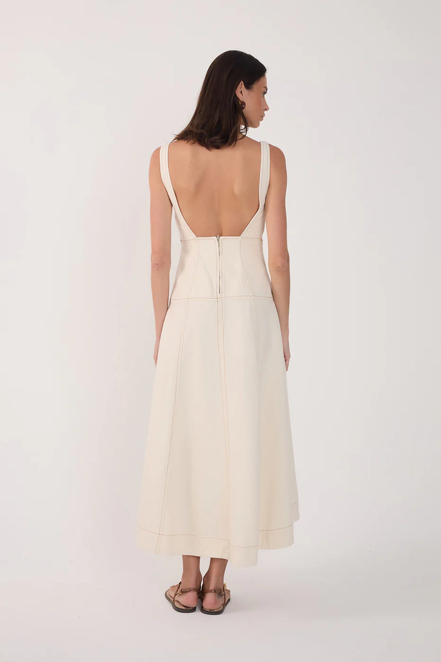 Topstitched Midi Dress