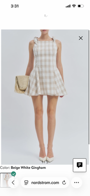 Charlotte Mini Dress - White & Beige / L