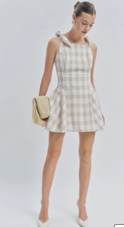Charlotte Mini Dress - White & Beige / L