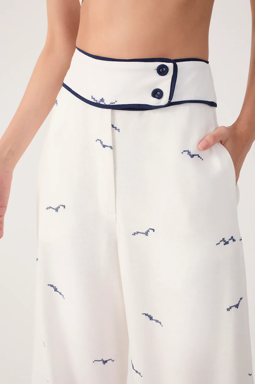 Nautical Embroidered Pants